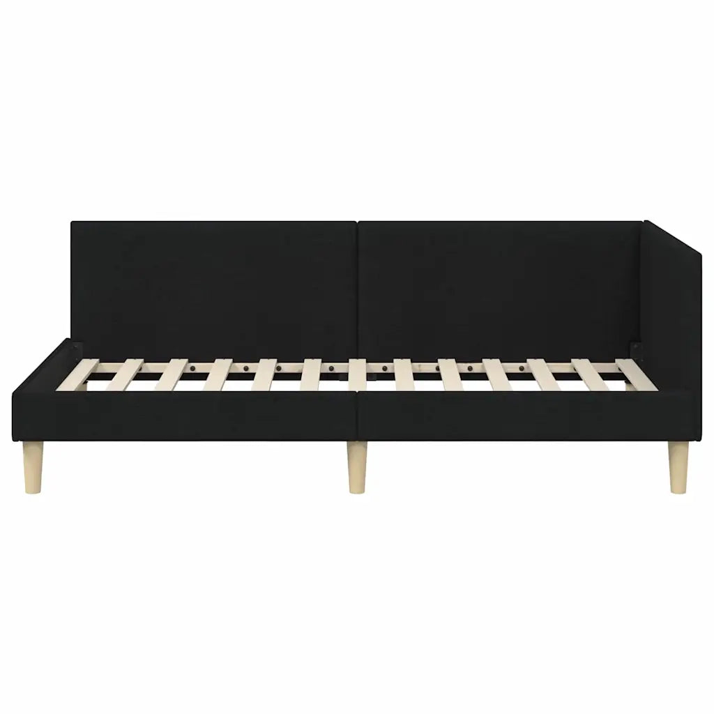 Cornice del letto ad angolo con testiera Nero 100 cm x 200 cm