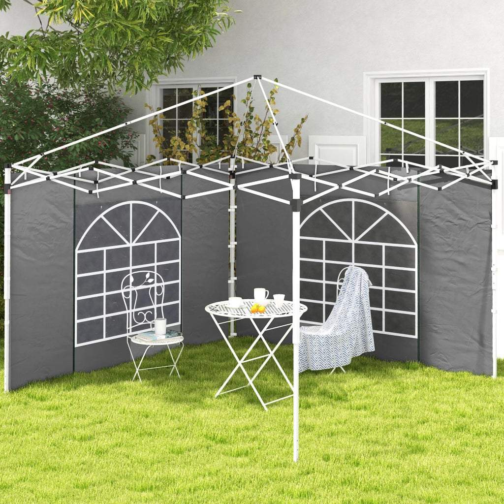 Pannelli Laterali per Gazebo 300x200 cm con Finestra e Porta ¨C zephmum ¨C Grigio