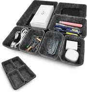 Set di Organizzatore per Ufficio - 7 pezzi - tessuto in velluto a finta pelle in grigio scuro - polyester