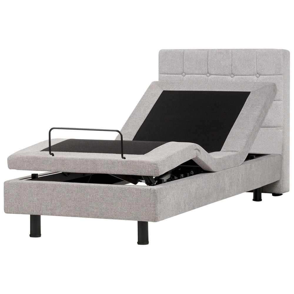 Letto Tessuto Grigio Chiaro Elettrico Regolabile con Telecomando 90 x 200 cm