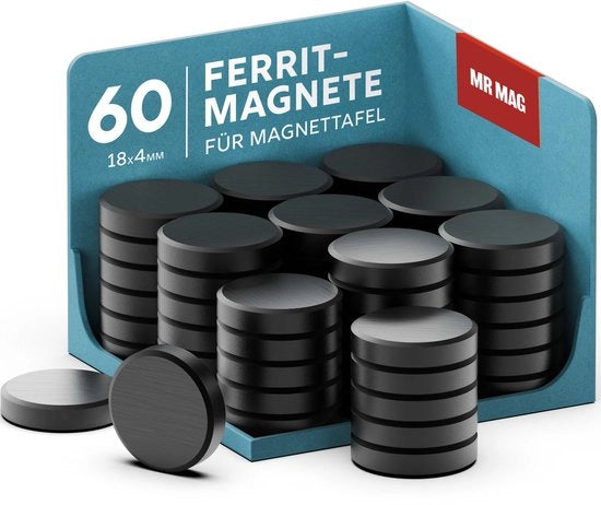 Magneti Professionali per Ufficio e Casa | Magneti Forti per Tavole Bianche, Frigoriferi e Tabelloni Puntinati | Magneti di Ferrite | 18x4mm