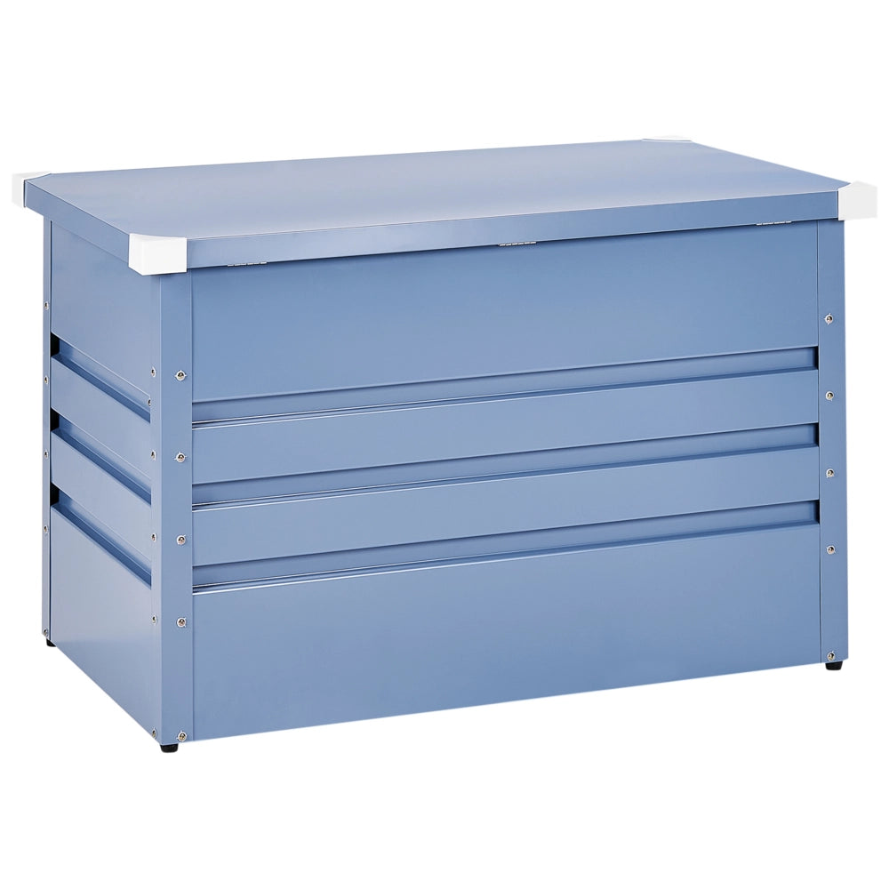 Cassapanca da esterno in acciaio zincato blu 100 x 62 cm giardino stile industriale