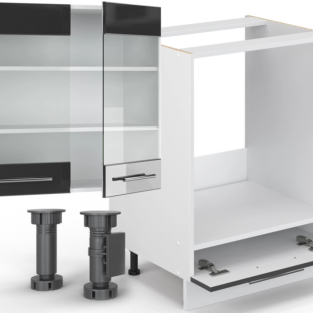 Cucina componibile Fame-Line Antracite lucido/Bianco 300 cm, PL Antracite Vicco