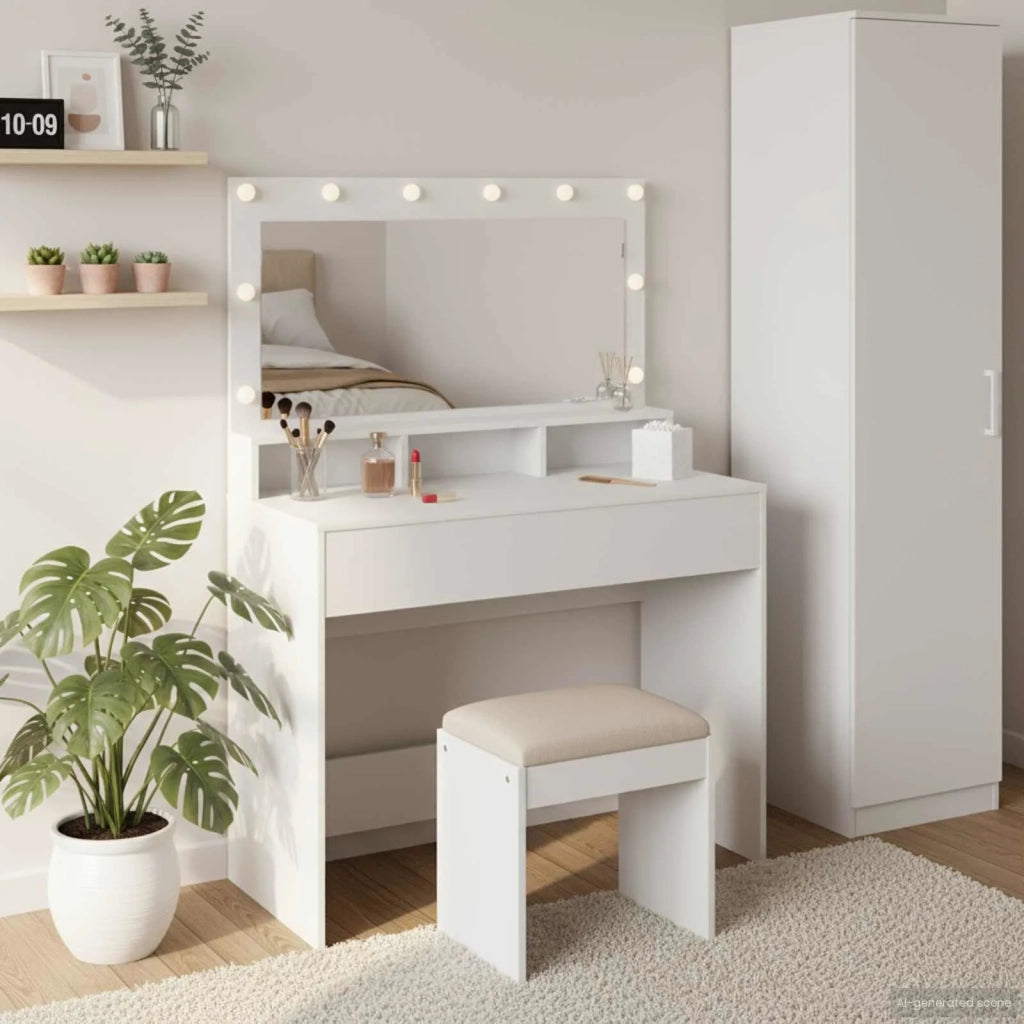 Tavolo da Trucco Bianco 100 x 41 x 135 cm Legno multistrato 865100