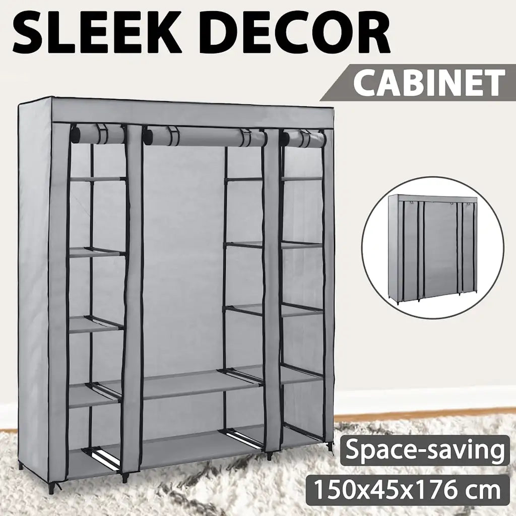 Armadio con Scomparti e Aste Grigio 150x45x176 cm in Tessuto CFW5972126