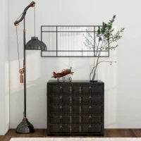 Specchio da Parete Stile Finestra con Montaggio Verticale e Orizzontale, 110x50cm, Nero