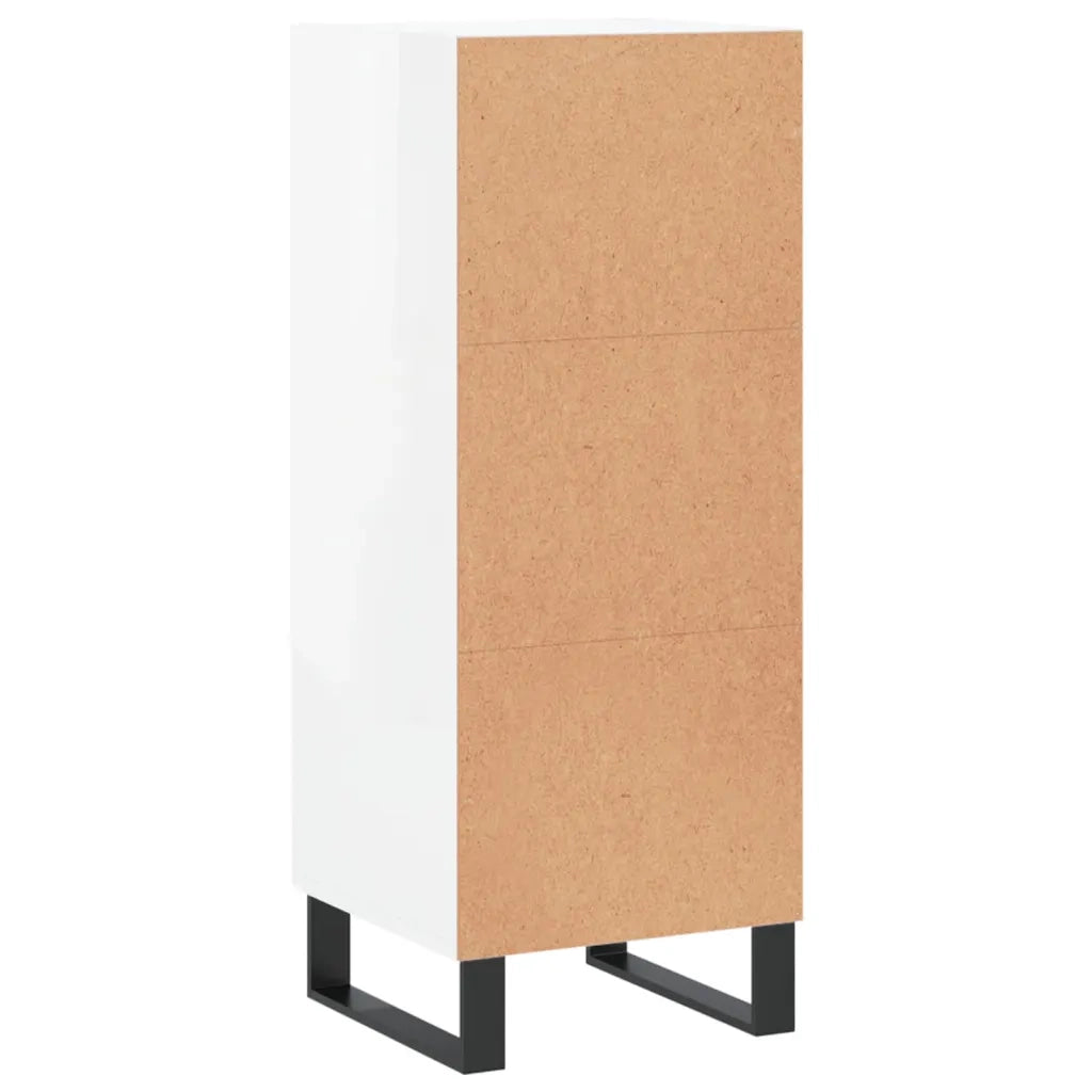 Credenza Bianco Lucido 34,5x34x90 cm in Legno Multistrato 828822