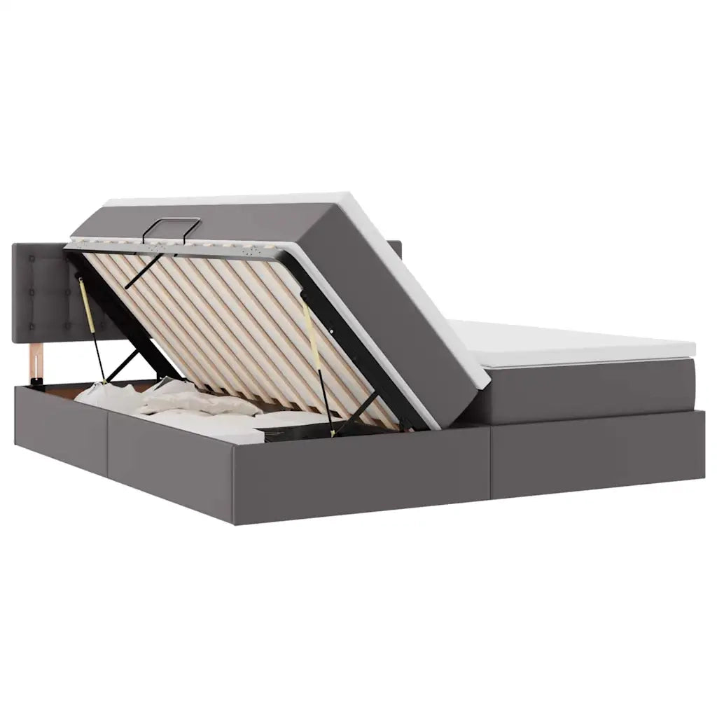Letto con Contenitore Grigio 180 x 200 cm Pelle Sintetica