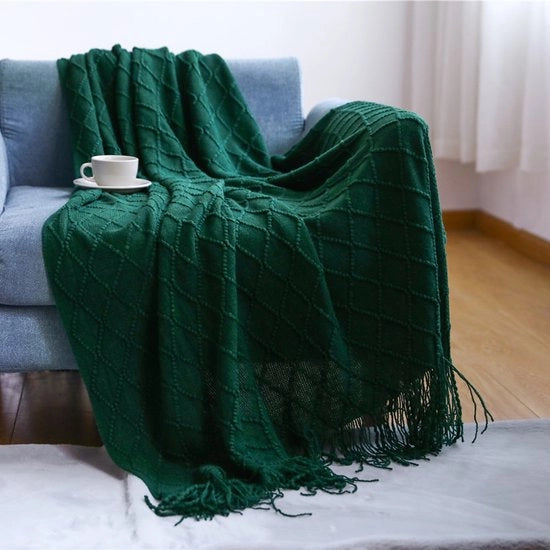 Deken decorativo con piumini per divano letto, morbido, caldo e confortevole, leggero per la primavera e l'estate (130 cm x 230 cm) - verde scuro - 130*230CM