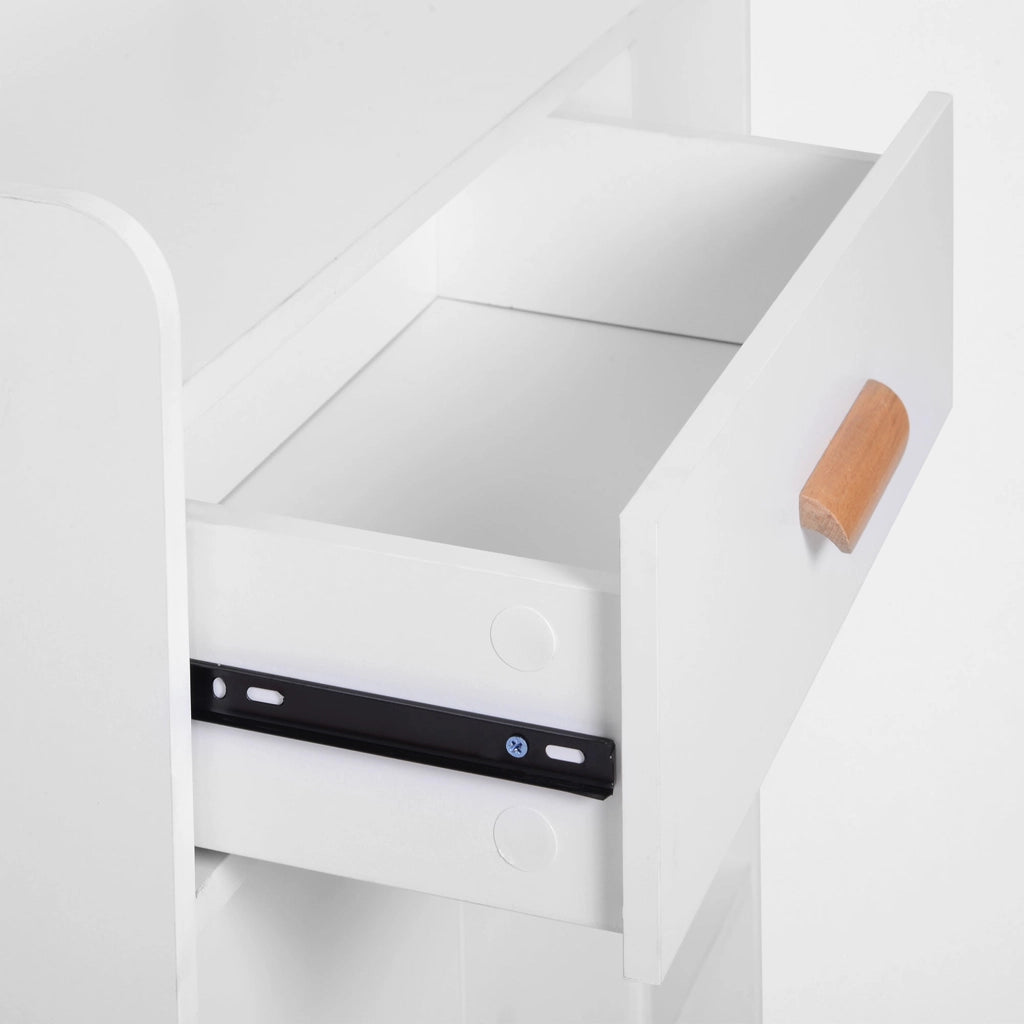 Madia Mobiletto Soggiorno con Piedi in Legno di Pino Bianco 80x29.5x96 cm