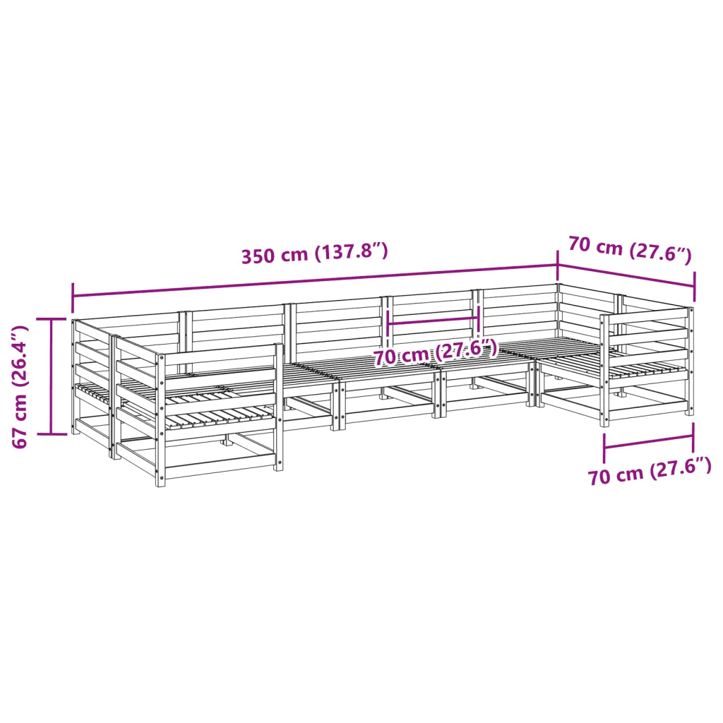Set Divani da Giardino 7 pz in Legno Massello Abete Douglas 3299616