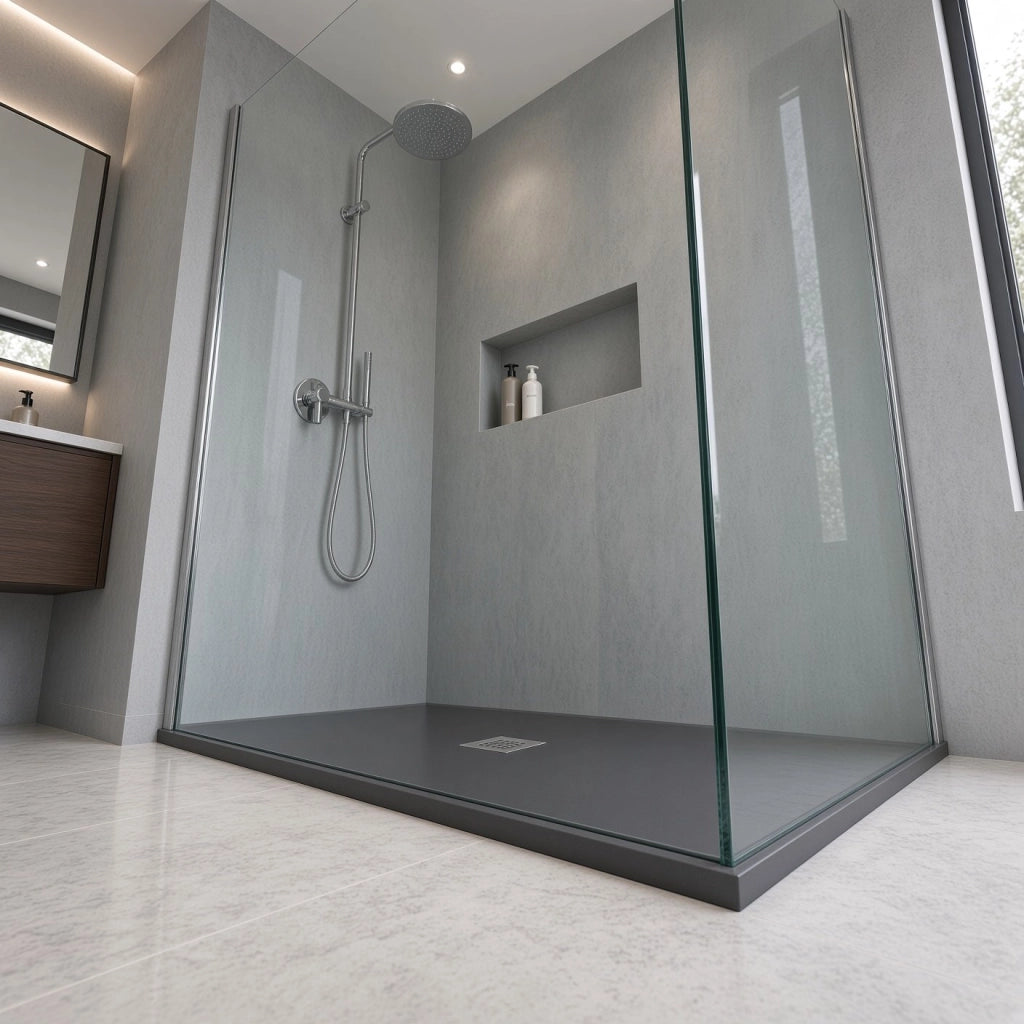 Piatto doccia rettangolare 90x180 cm effetto pietra marmoresina STONE Nero Grafite FRANCIA