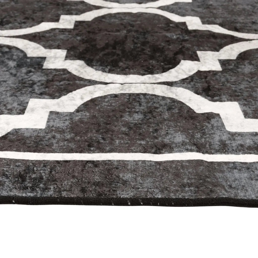 Tappeto Lavabile Nero e Bianco 190x300 cm 136607