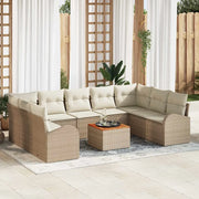 Set Divano da Giardino con cuscino 10 pcs Beige polyrattan 3347624