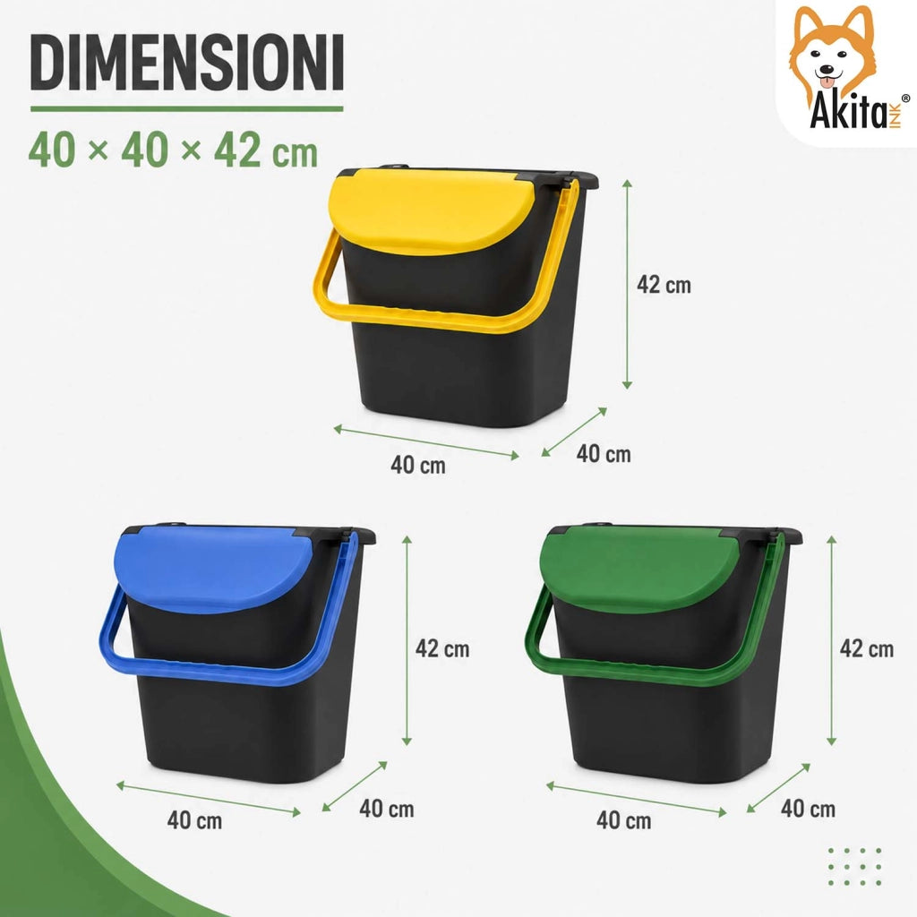 Akitaink Set 3 Pattumiere Tower Bin 30 L Salvaspazio