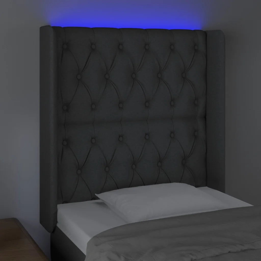 Testiera a LED Grigio Scuro 83x16x118/128 cm in Tessuto 3124359