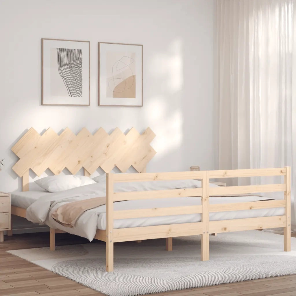 Giroletto con Testiera-Struttura Letto con testiera 160x200 cm in Legno Massello 265834