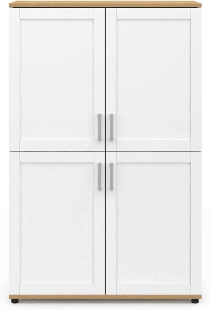 Tablero alto de 2 puertas VITO blanco y efecto haya H. 125 cm