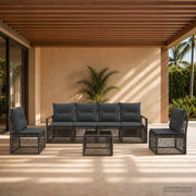 Set Divano da Giardino 7 pz Grigio polyrattan 3435677