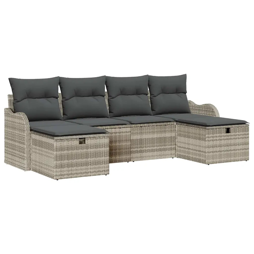 Set di divani con cuscino 6 pcs Grigio chiaro polyrattan 3359021