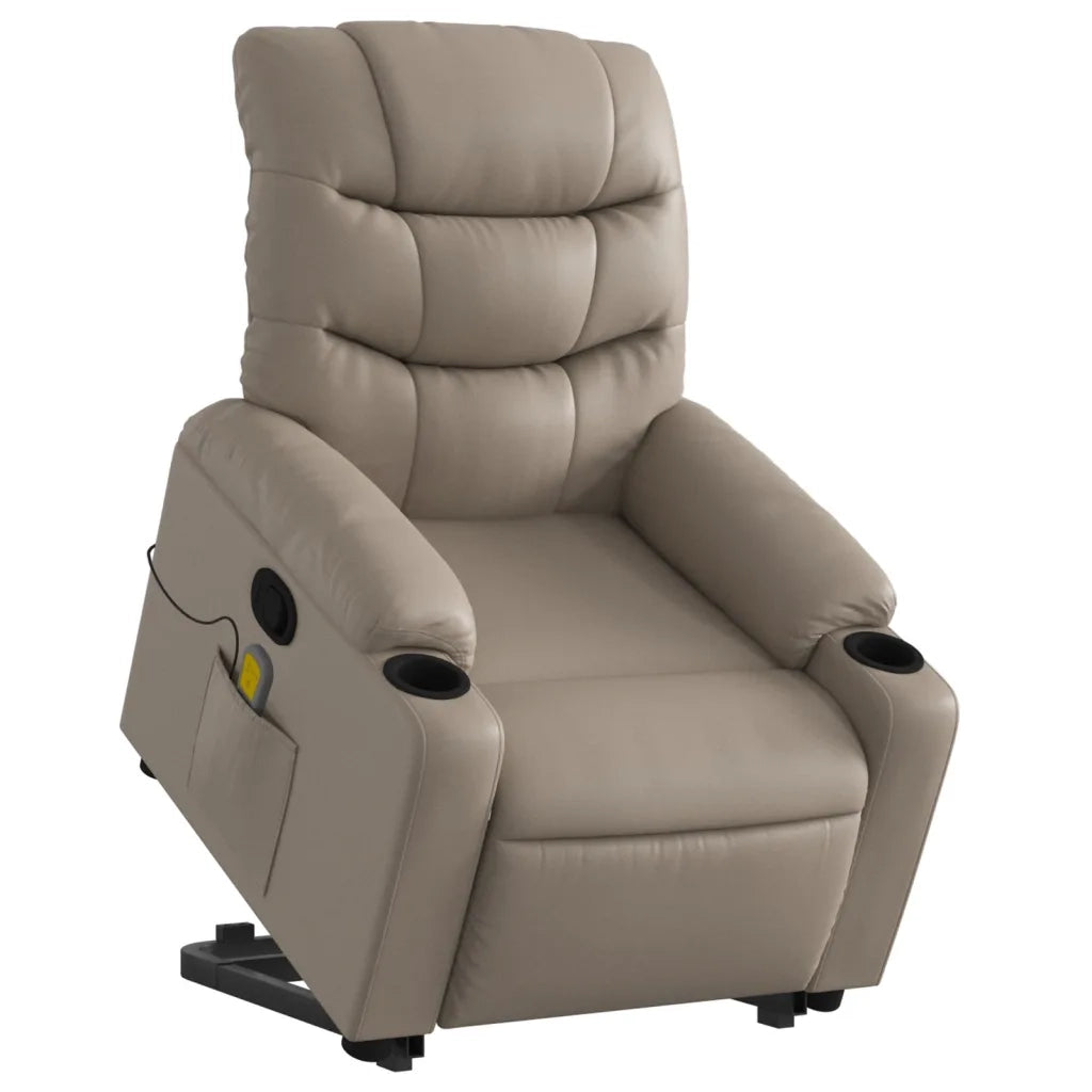Poltrona Alzapersone Massaggi Reclinabile Cappuccino Similpelle