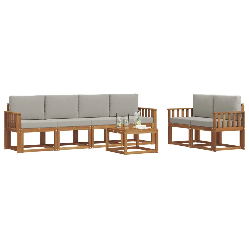 Set di divani da esterno 7 pcs Grigio Naturale e Chiaro 3366039