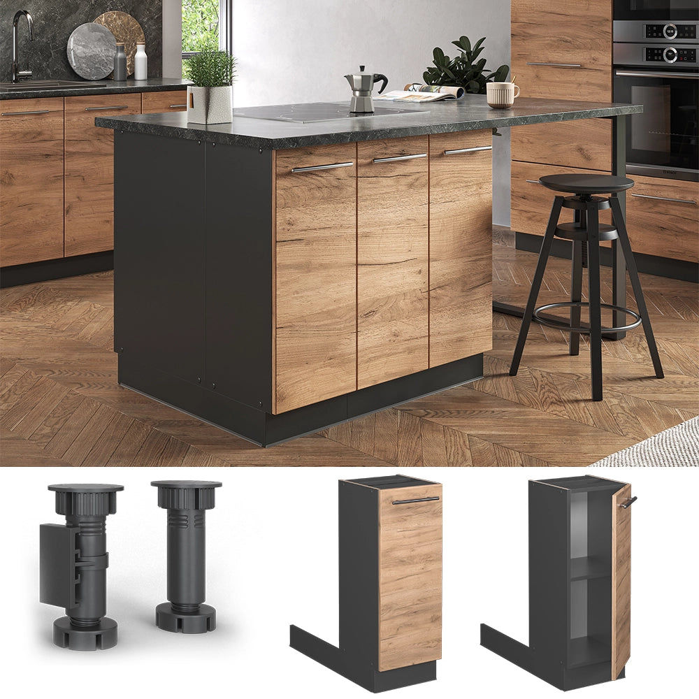 Vicco Isola cucina Quercia dorata 30 cm senza piano di lavoro