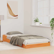 Letto singolo | Letto per adulti | Struttura del letto Marrone cerato 100 x 220 cm Pino massello