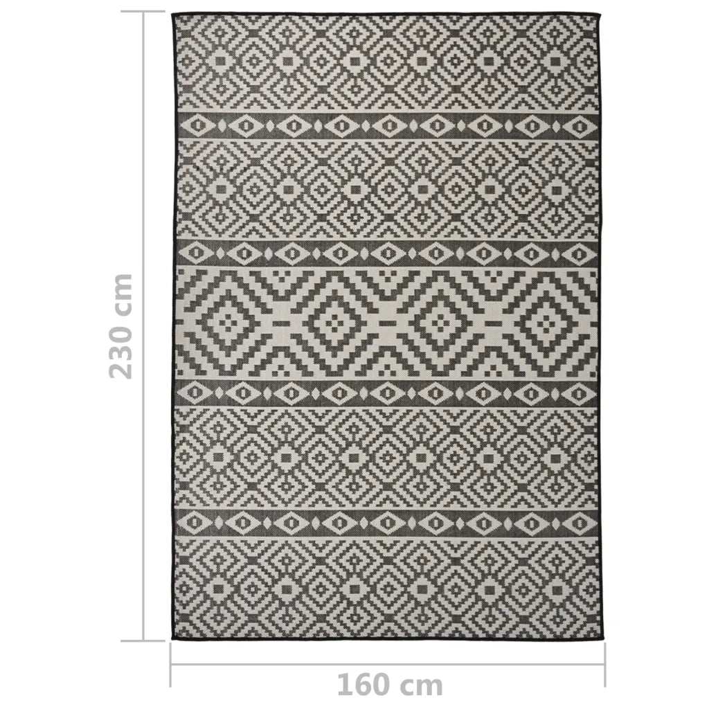 Tappeto da Esterni a Tessitura Piatta 160x230 cm Strisce Nere 340853