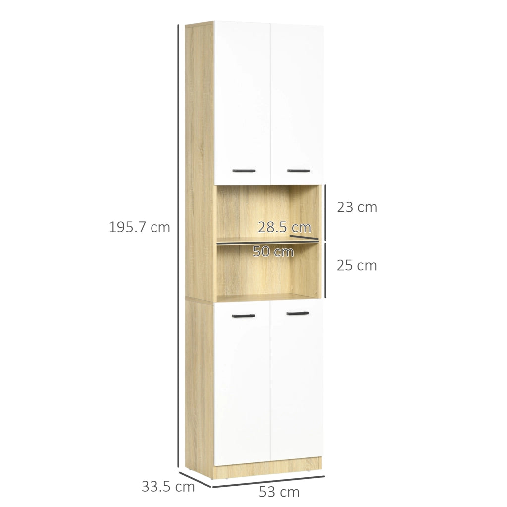 EasyComfort Mobile Bagno in Truciolato Bianco con 2 Armadietti con Ante e 2 Ripiani Aperti, 53x33.5x195.7 cm
