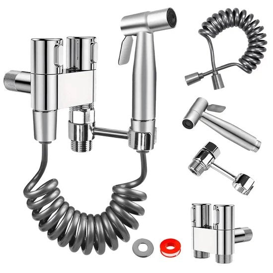 Set di douchi per toilette con getto a rame resistente all'ossidazione per la pulizia della doccia della stanza da bagno, accessori per l'igiene personale - argento