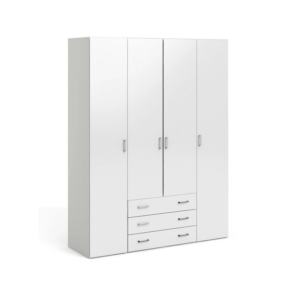 Guardaroba grande Amoruccio, Mobile camera da letto, Cabina armadio portabiti, Armadio appendiabiti, 154x50 h200 cm, Bianco lucido