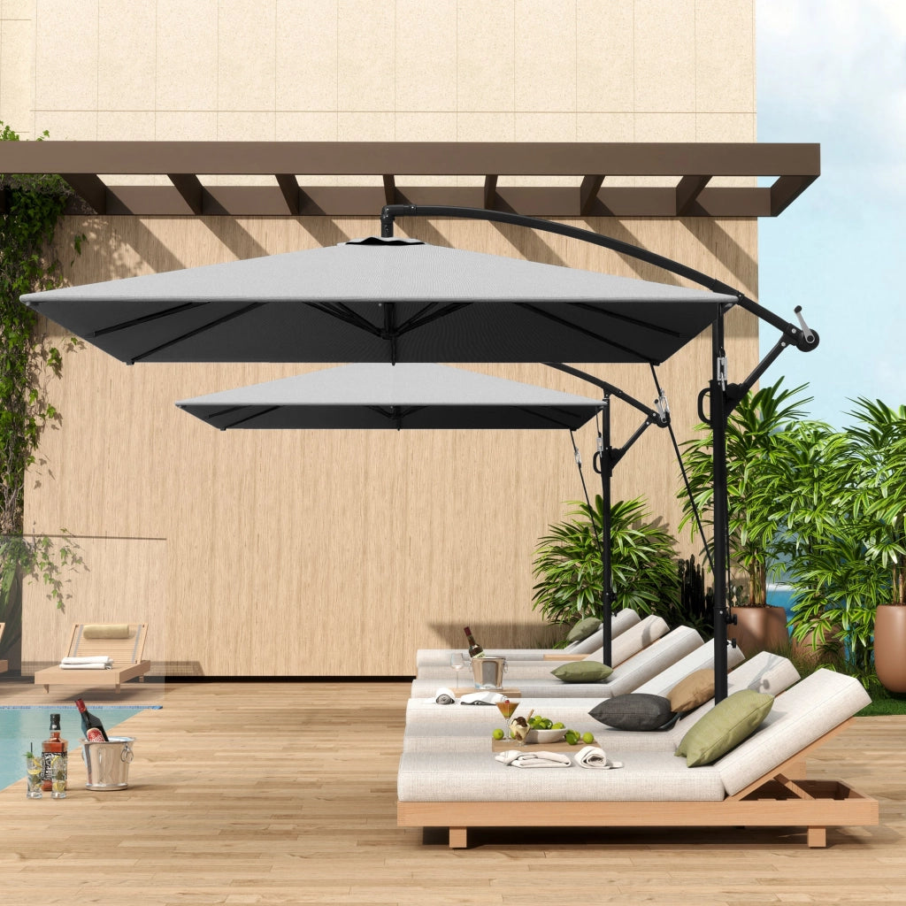 Ombrellone da Giardino a Sbalzo 295x250x235H cm Inclinabile e Girevole Grigio