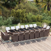 Set da Pranzo per Giardino 19 pz con Cuscini Polyrattan Marrone cod mxl 36002