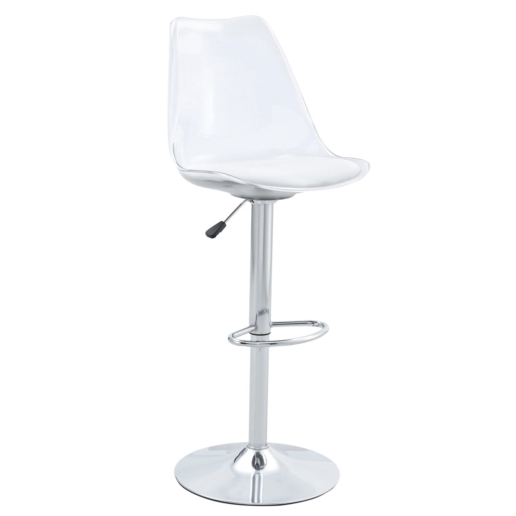Sgabello da bar Set di 2 Girevole Regolabile in Altezza Schienale Trasparente in Metallo e Plastica Argento