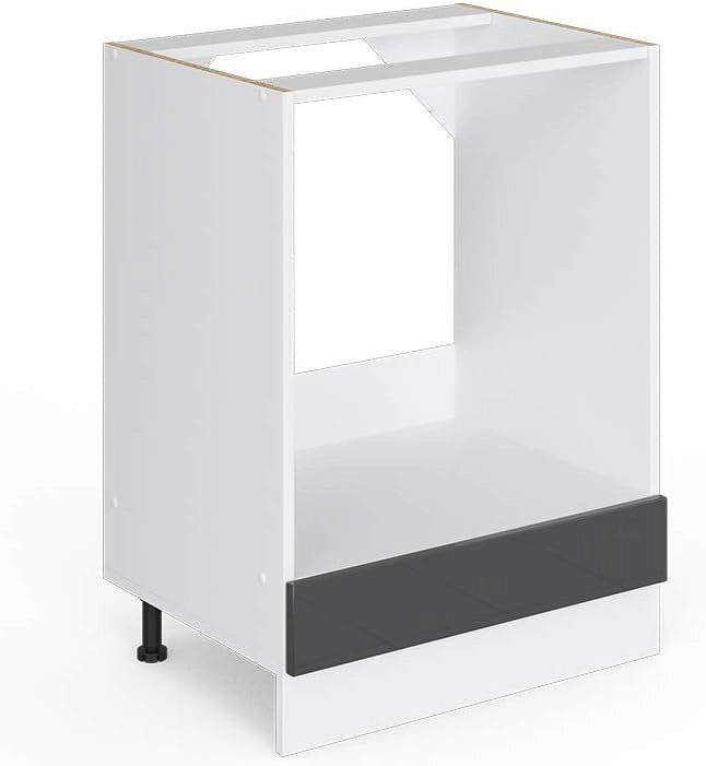 Mobile per forno da incasso R-Line, Antracite lucido, 60 cm senza piano di lavoro, per la libera combinazione all'interno di sistemi cucina modulari