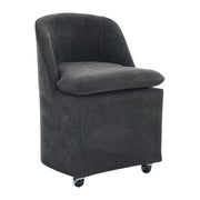 Set di 2 sedie da pranzo girevoli con rotelle; schienale ergonomico e rivestimento sfoderabile in chenille grigio