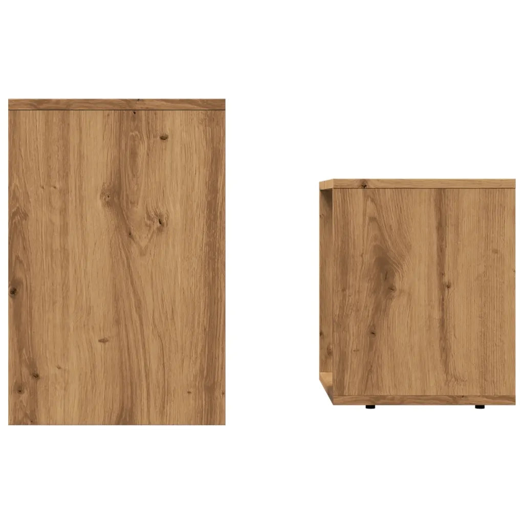 Tavolini Impilabili 2 pz Rovere Artigianale in Truciolato 856051