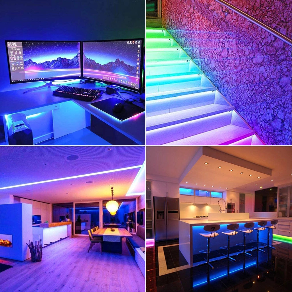 Strip LED RGB 5m Luminosità Colore Ritmo Regolabile con APP o Telecomando