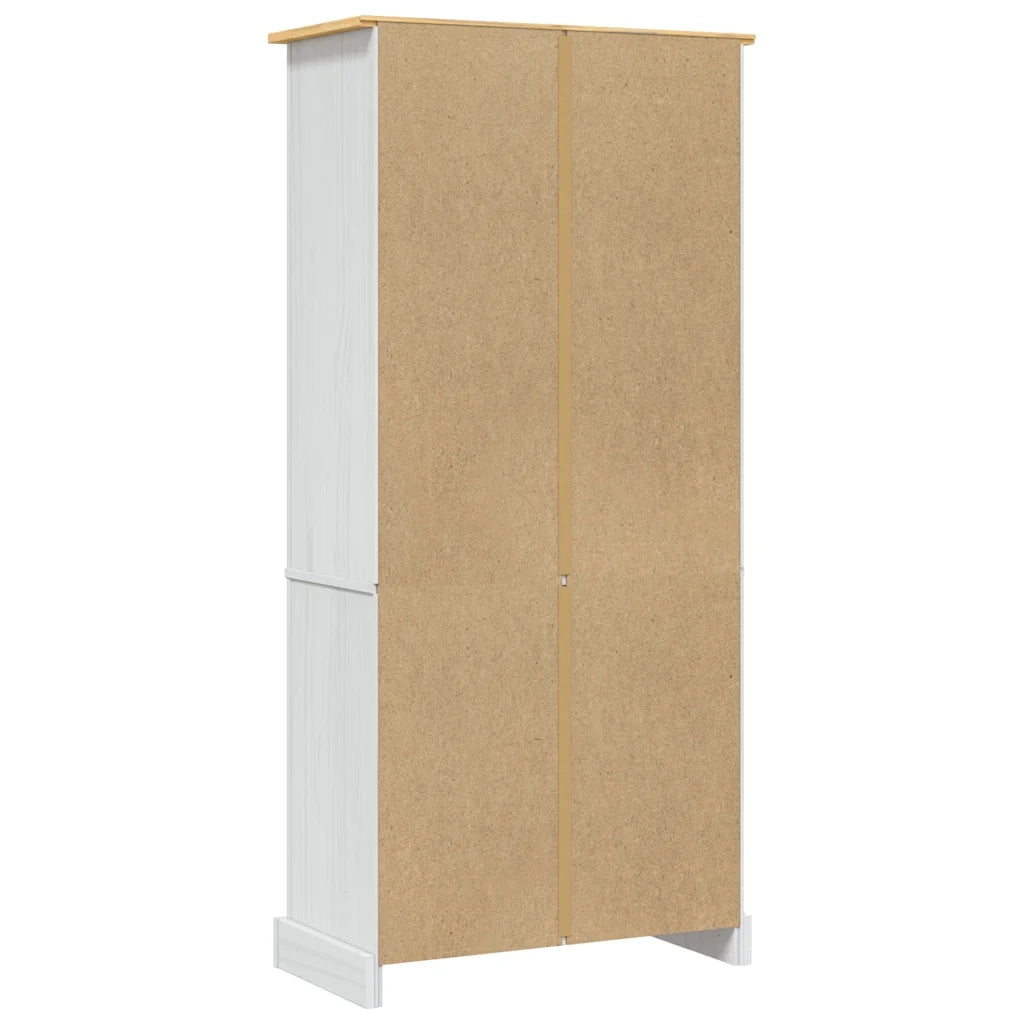 Credenza-Buffet-Armadio da cucina in Legno di Pino Messicano Corona Bianco 80x40x170 cm