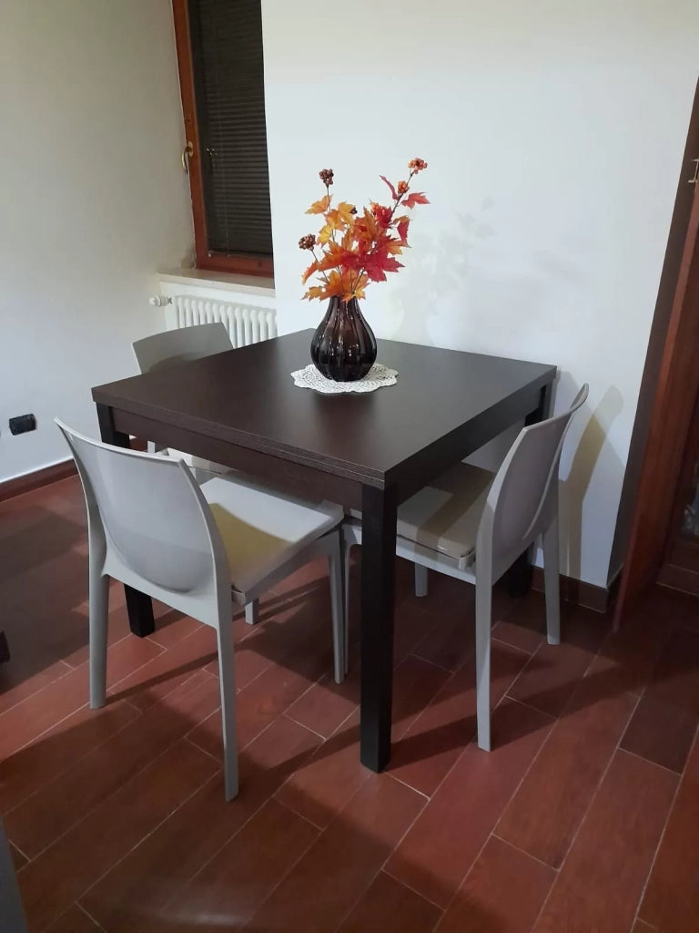 Tavolo moderno apertura a libro moro wenge 90x90x76h (567) - Mobili 2G