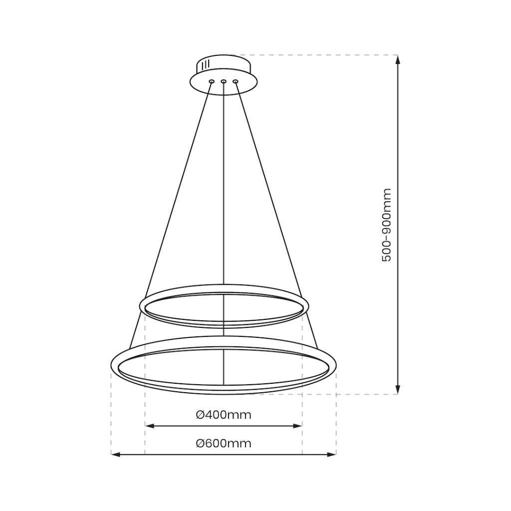 Lampada sospesa HOOP cromata doppio anello LED 51W 4000K