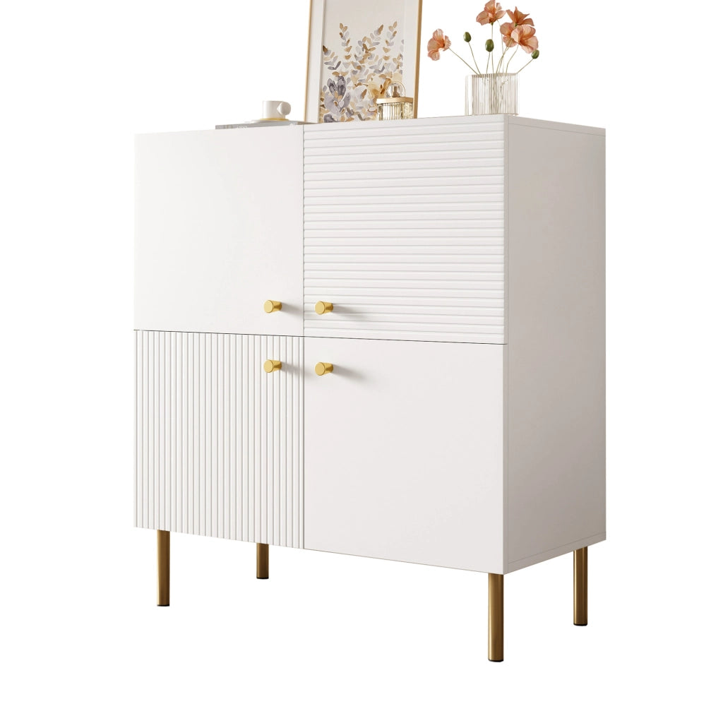 Credenza bianca in MDF con gambe in acciaio 80x36x90 cm