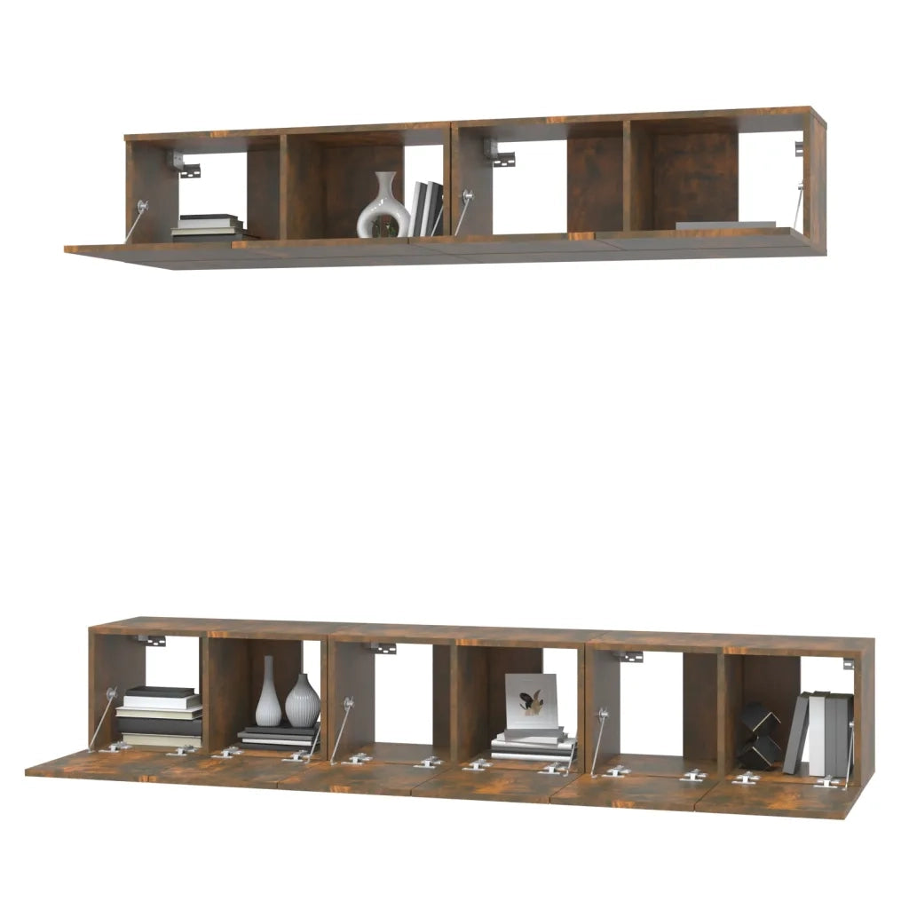 Set di Mobili Porta TV 5 pz Rovere Fumo in Legno Multistrato 3114427