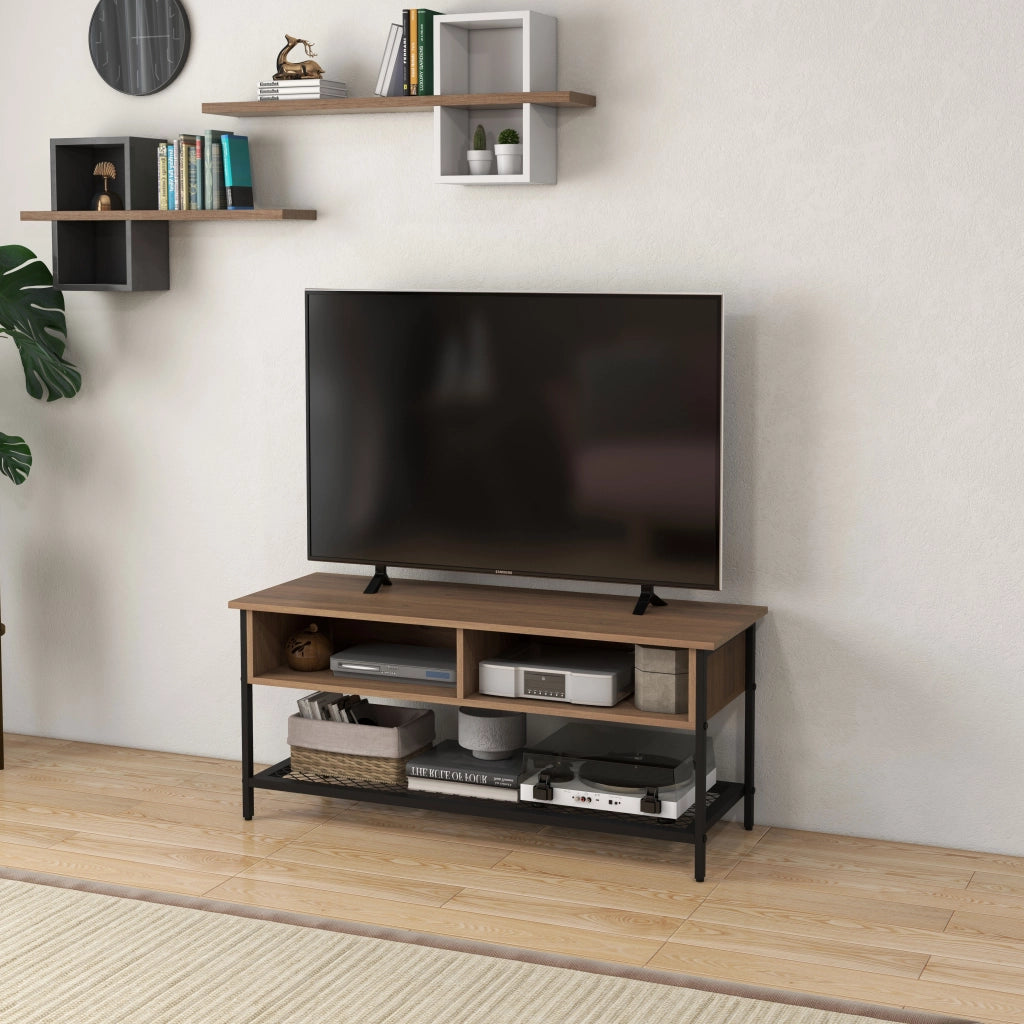 Mobile Porta TV Industriale ¨C Zephmum ¨C Legno e Acciaio Marrone Nero 110x40x48