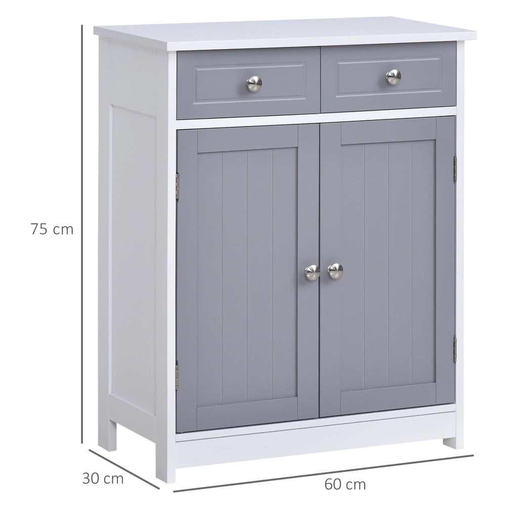 Mobile Bagno con 2 Cassetti e Ante ¨C Zephmum ¨C Grigio 60x30x75 cm