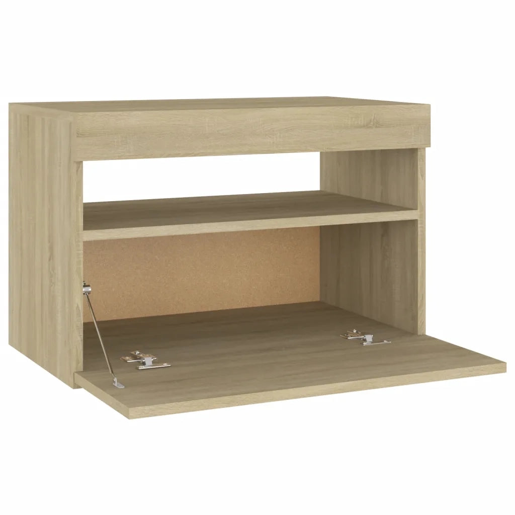 Comodini con Luci LED 2 pz Rovere Sonoma 60x35x40 cm 3082781