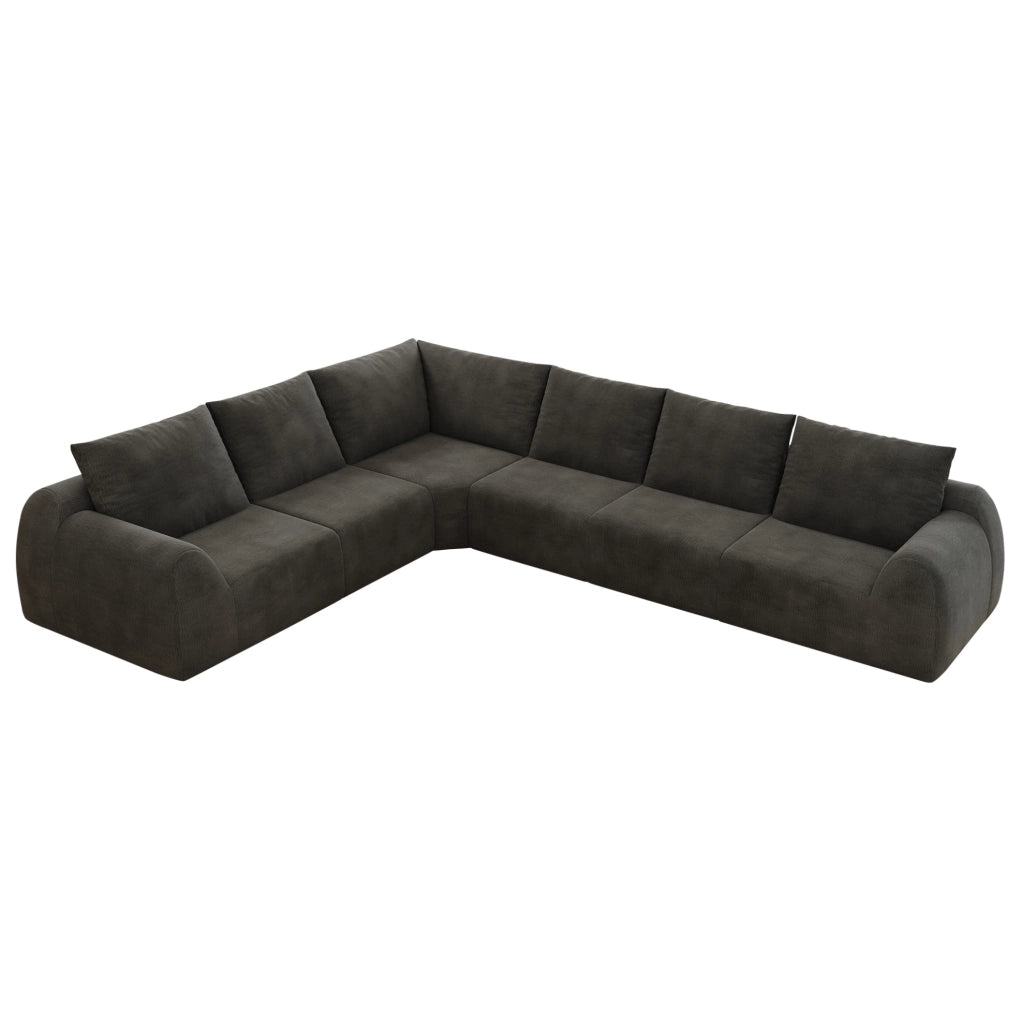 Divano in tessuto ciniglia grigio scuro 334 × 267 × 85 cm