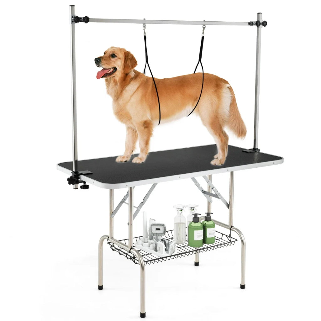 Tavolo da toelettatura pieghevole 120 x 61 x 76,5 cm braccioli regolabili antiscivolo stile moderno metallo nero 20_0014055
