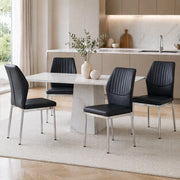 Set di 4 sedie da pranzo nere e argento in PU
